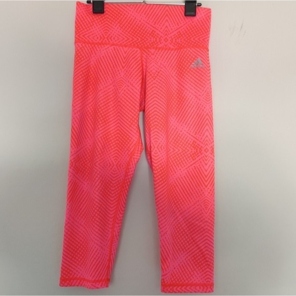 Adidas Climalite HiRise Compression Crop Legging  size S. Neon Pink - Picture 6 of 6